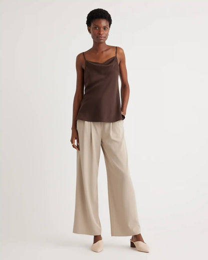 Washable Stretch Silk Cowl Neck Cami