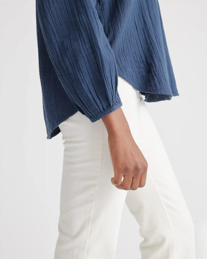 100% Organic Cotton Gauze Peasant Blouse
