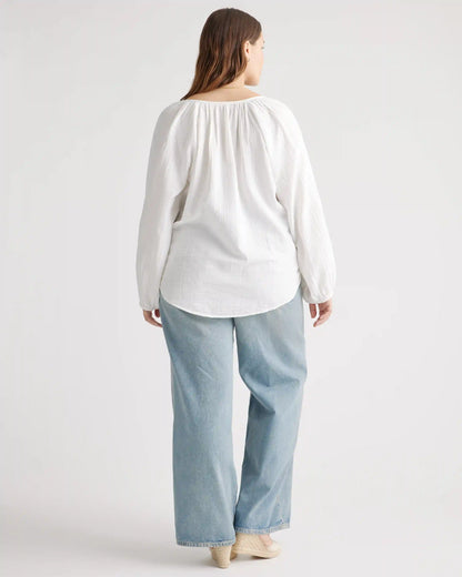 100% Organic Cotton Gauze Peasant Blouse