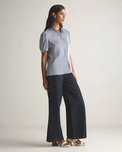 Washable Stretch Silk Puff Sleeve Blouse
