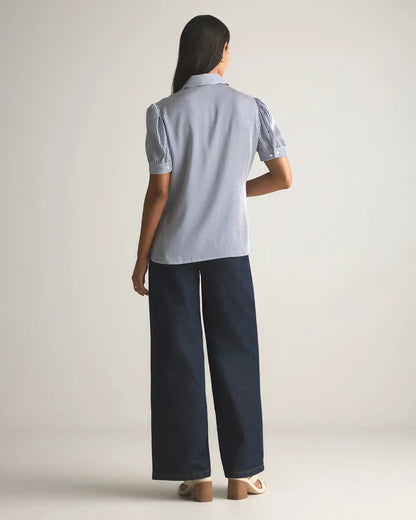 Washable Stretch Silk Puff Sleeve Blouse