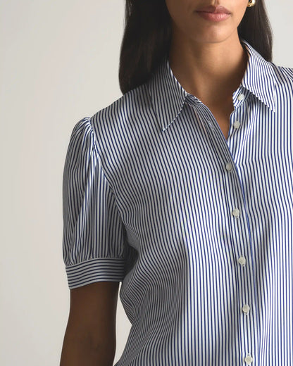 Washable Stretch Silk Puff Sleeve Blouse
