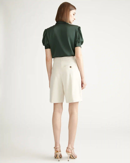Washable Stretch Silk Puff Sleeve Blouse