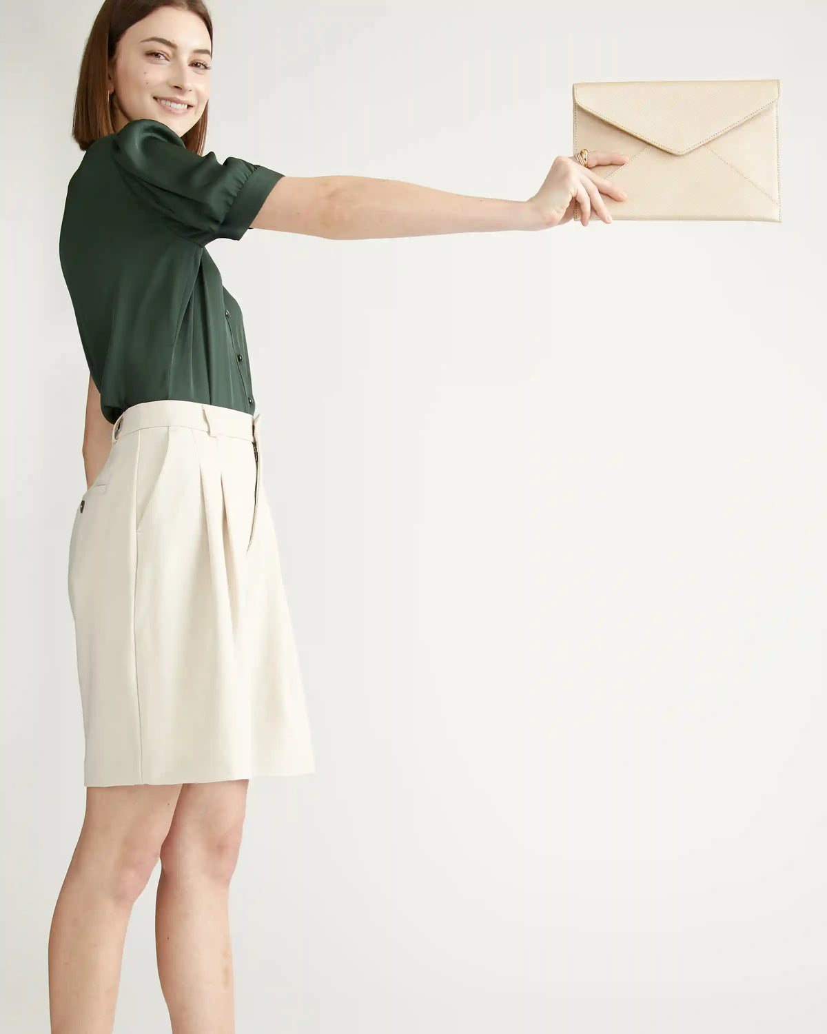 Washable Stretch Silk Puff Sleeve Blouse