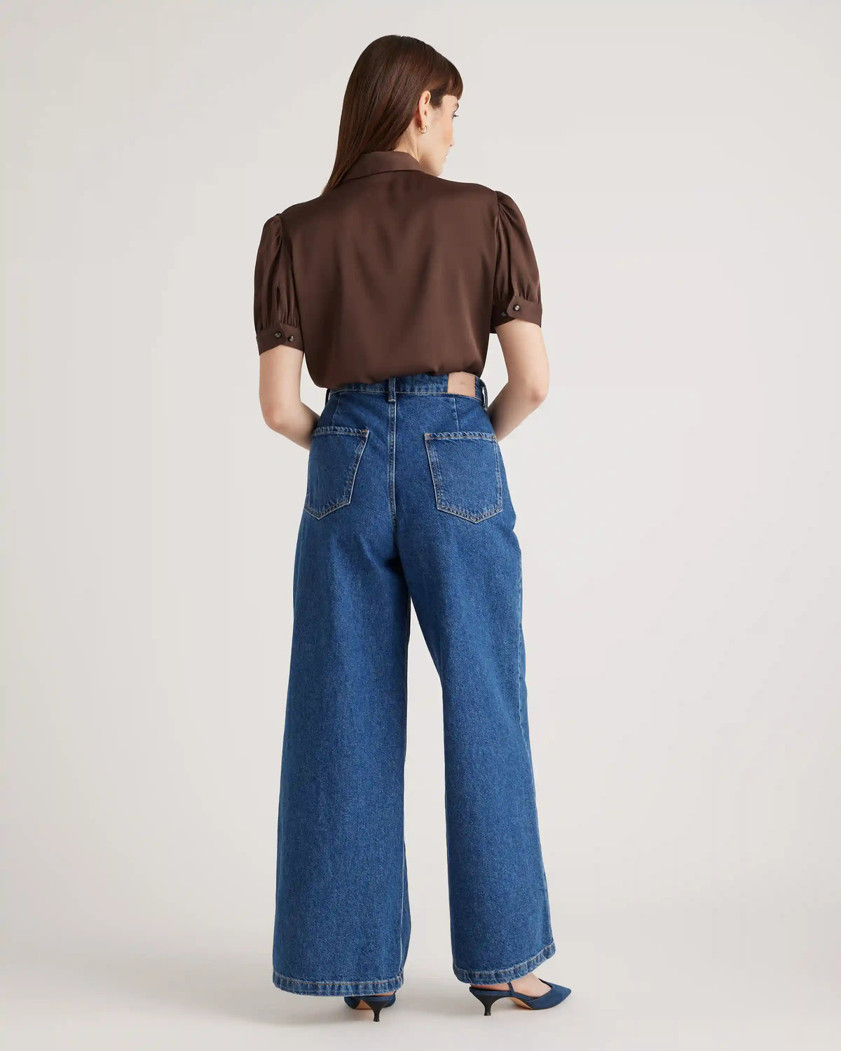 Washable Stretch Silk Puff Sleeve Blouse