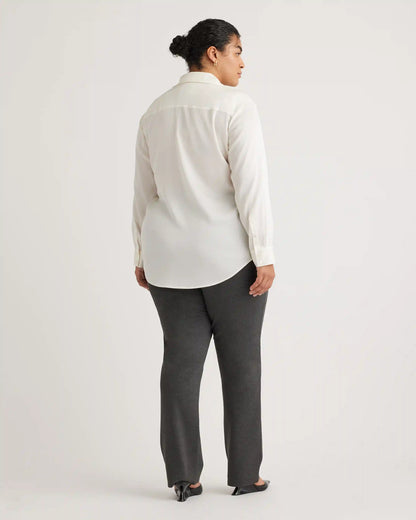 Washable Stretch Silk Notch Collar Blouse