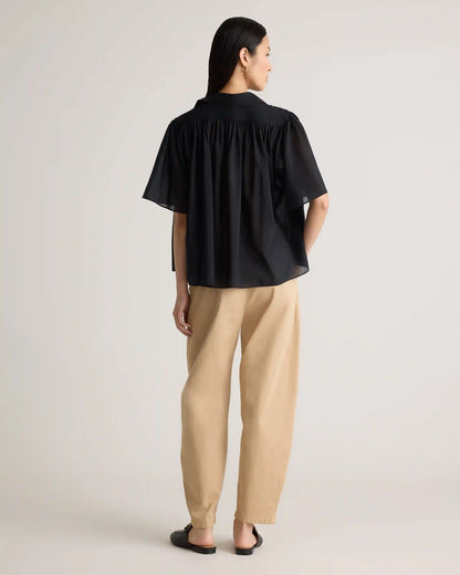 Cotton-Silk Voile Short Sleeve Blouse