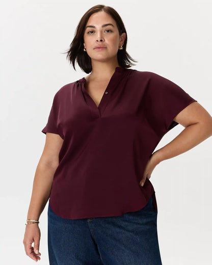 Washable Stretch Silk Dolman Sleeve Blouse