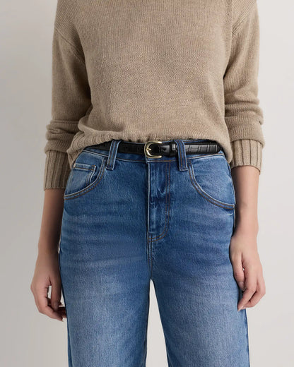 Sofia European Leather Skinny Belt