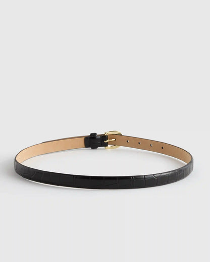 Sofia European Leather Skinny Belt