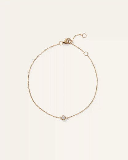 14K Gold Diamond Solitaire Bezel Bracelet