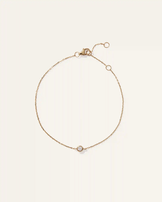 14K Gold Diamond Solitaire Bezel Bracelet