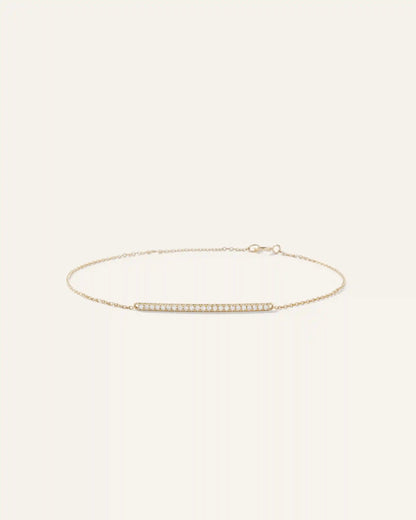 14K Gold Pave Diamond Bar Bracelet
