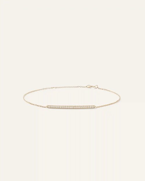 14K Gold Pave Diamond Bar Bracelet