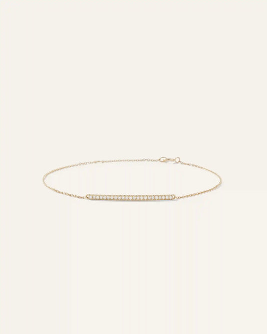 14K Gold Pave Diamond Bar Bracelet