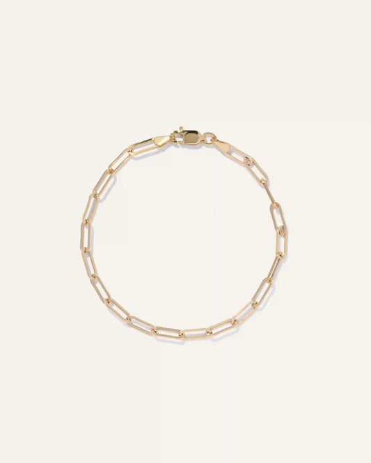 14K Gold Paperclip Chain Bracelet