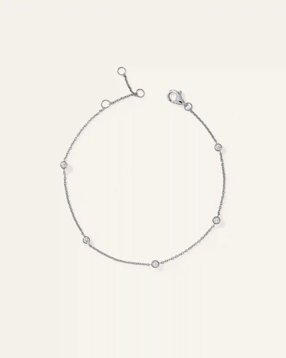 14K Gold Diamond Bezel Station Bracelet