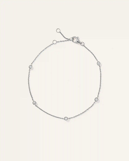 14K Gold Diamond Bezel Station Bracelet
