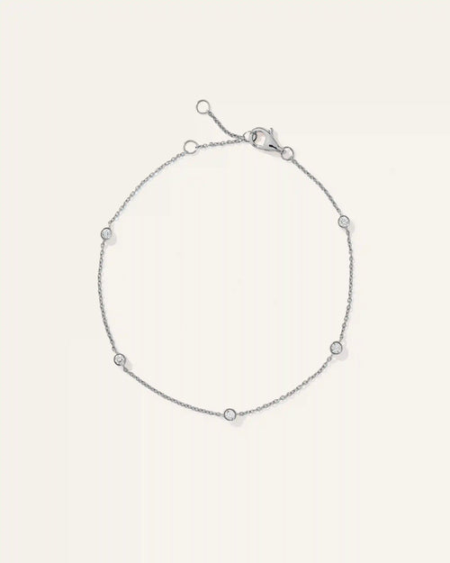 14K Gold Diamond Bezel Station Bracelet