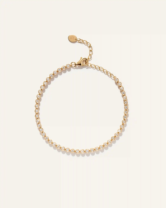 14K Gold Diamond Petite Bezel Tennis Bracelet - 1ctw