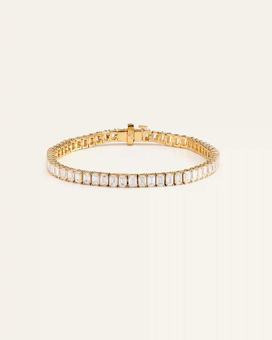 14K Gold Lab Grown Diamond North-South Emerald Tennis Bracelet - 10ctw