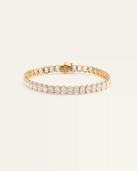 14K Gold Lab Grown Diamond North-South Oval Tennis Bracelet - 15ctw