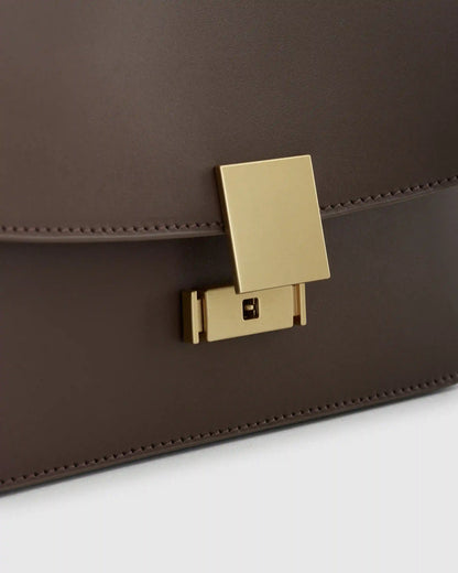 Italian Leather Box Shoulder Bag