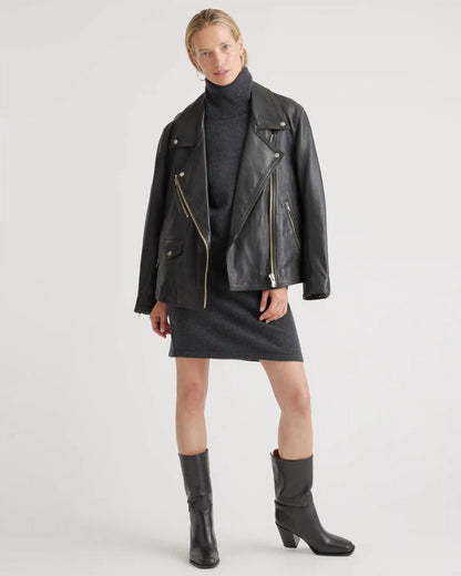 Mongolian Cashmere Turtleneck Sweater Dress