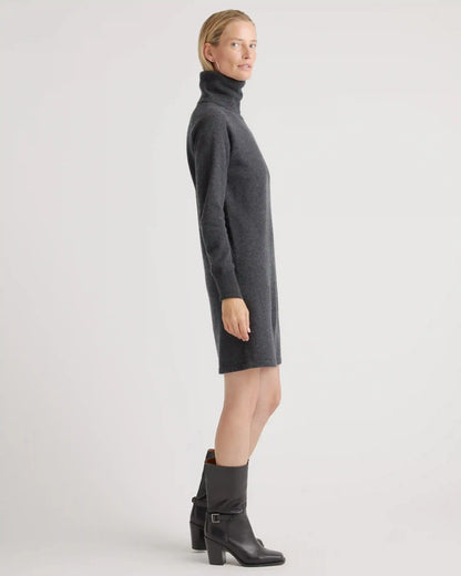 Mongolian Cashmere Turtleneck Sweater Dress