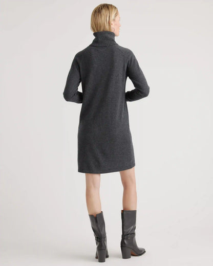 Mongolian Cashmere Turtleneck Sweater Dress