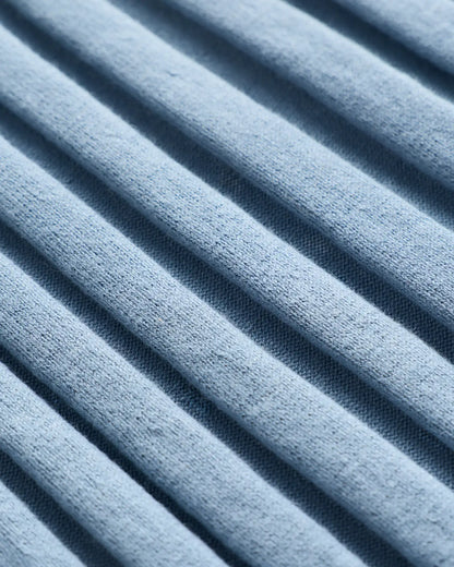 Cotton Cashmere Ribbed Long Sleeve Crew Midi Dress