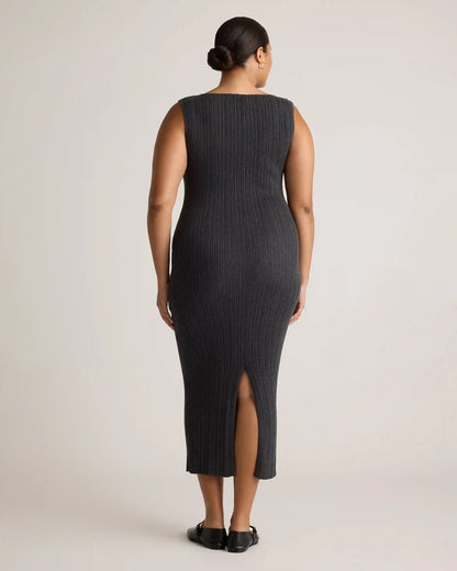 Cotton Cashmere Ribbed Sleeveless Midi Dress