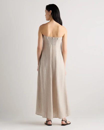 100% European Linen Strapless Maxi Dress