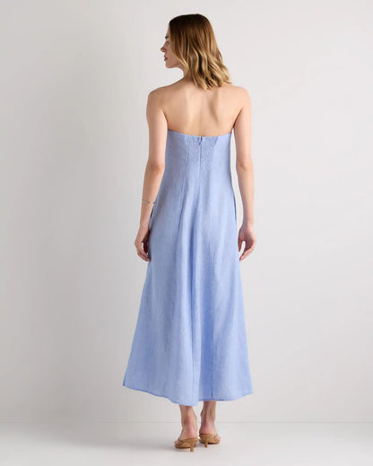 100% European Linen Strapless Maxi Dress