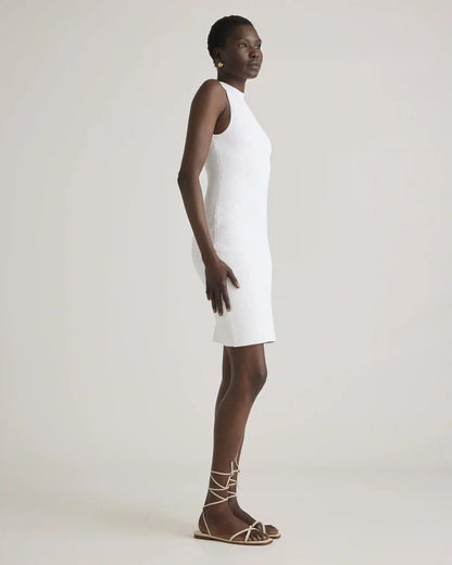 High Neck Ribbed Knit Mini Dress