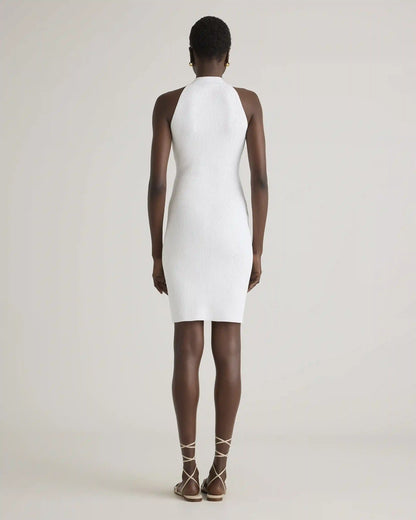 High Neck Ribbed Knit Mini Dress