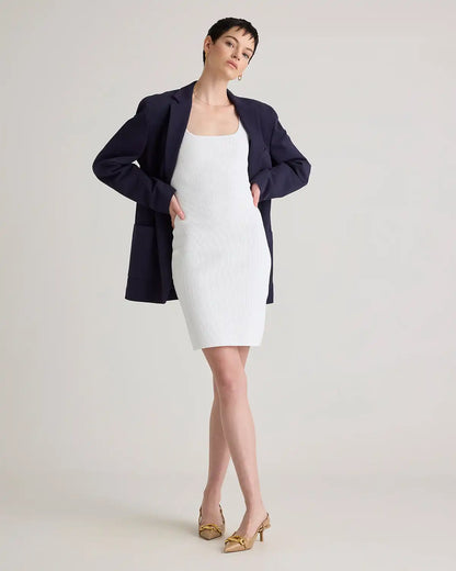 Square Neck Ribbed Knit Mini Dress