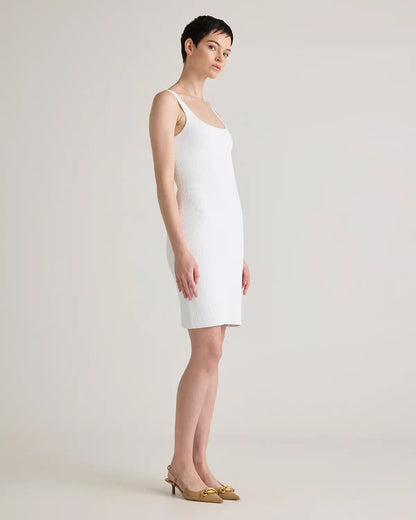 Square Neck Ribbed Knit Mini Dress