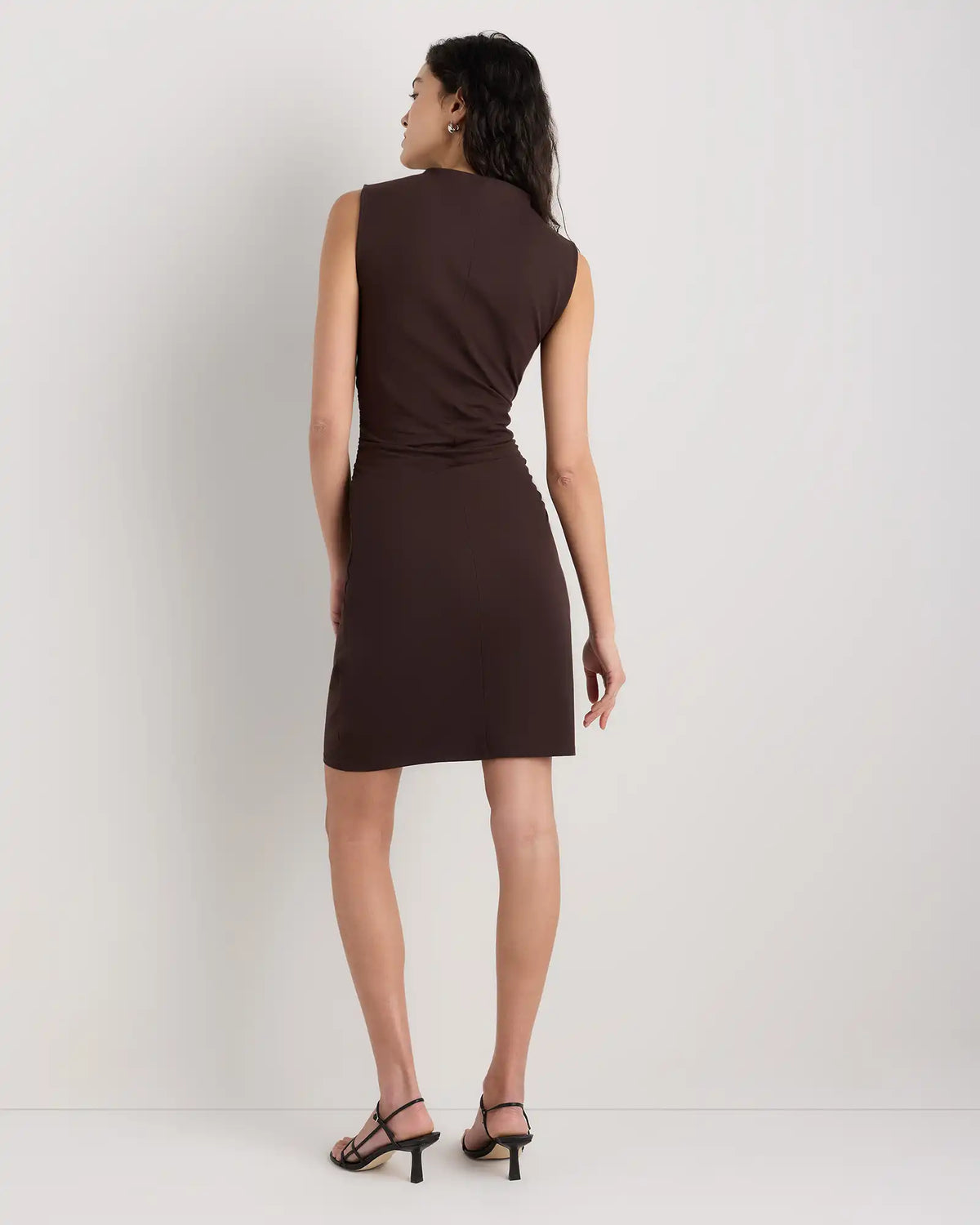 Stretch Cotton Jersey Mock Neck Mini Dress