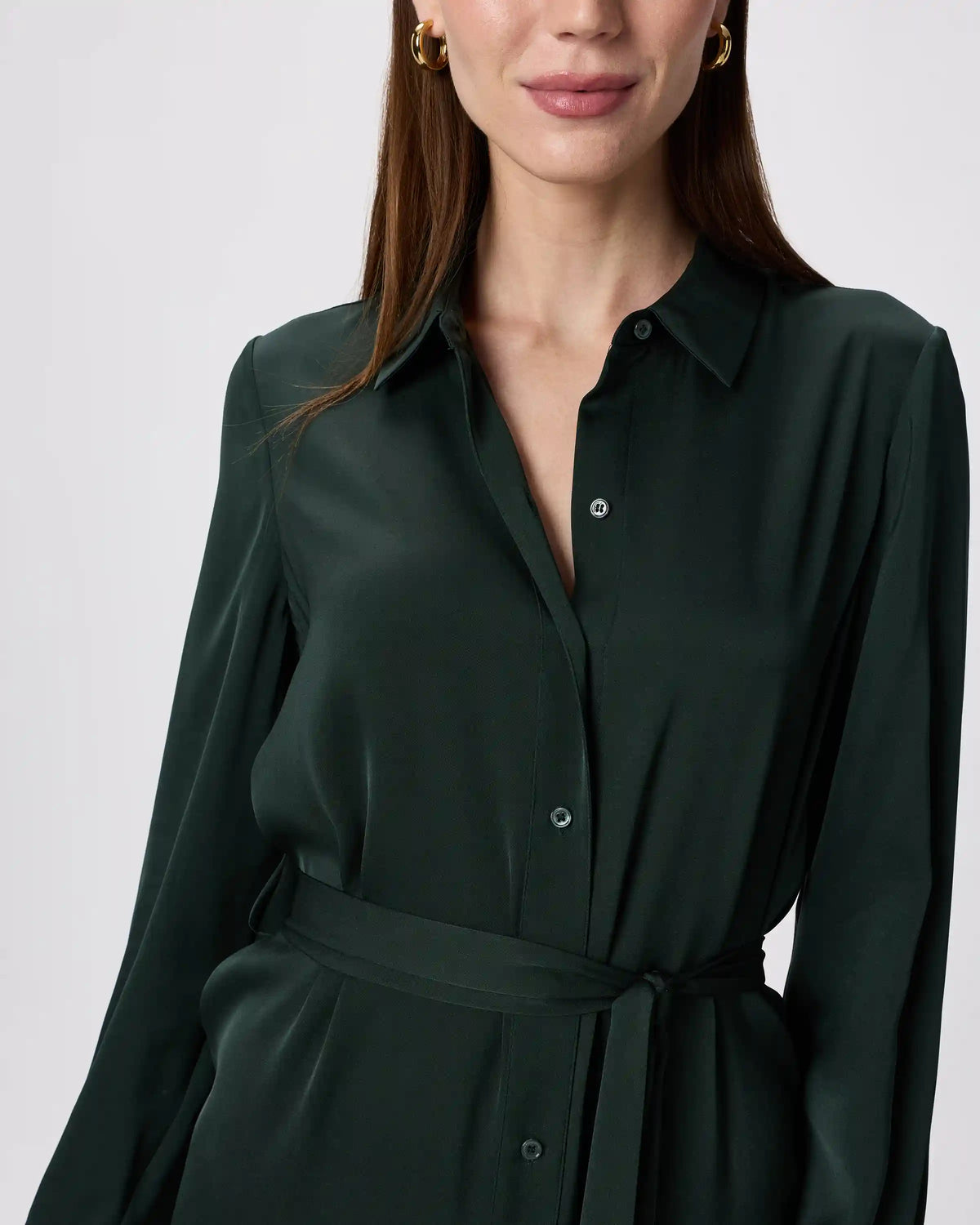Washable Stretch Silk Maxi Shirt Dress