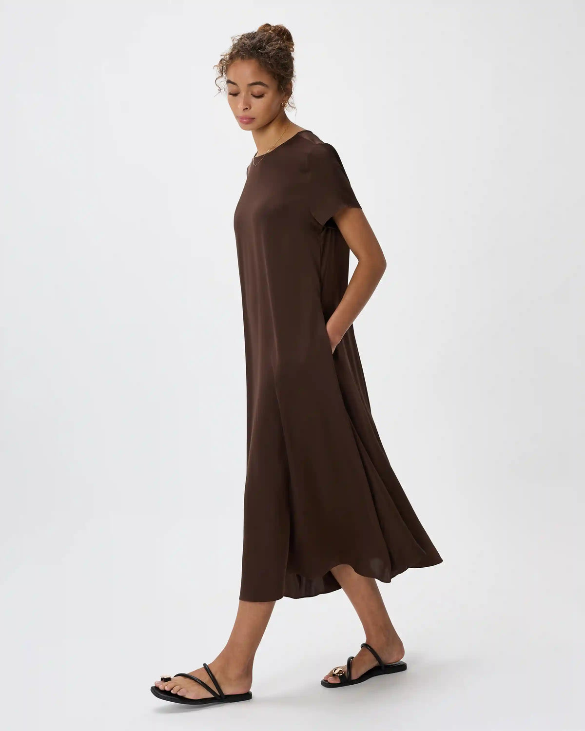 Washable Stretch Silk Voluminous Maxi Dress