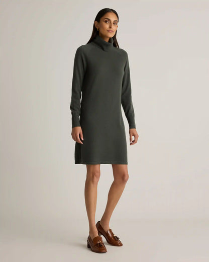 Mongolian Cashmere Turtleneck Sweater Dress