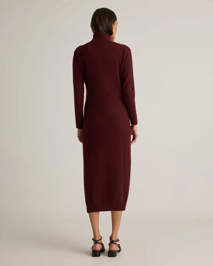 Mongolian Cashmere Turtleneck Midi Sweater Dress