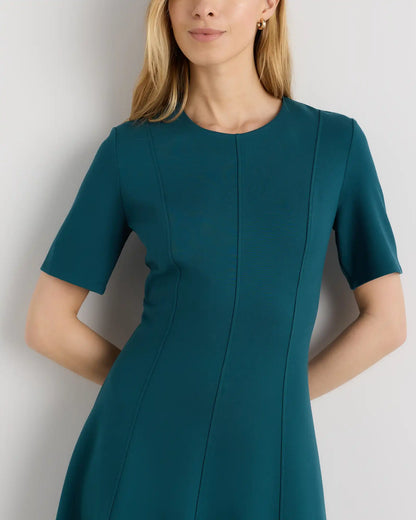 Ultra-Stretch Ponte Short Sleeve Midi Dress