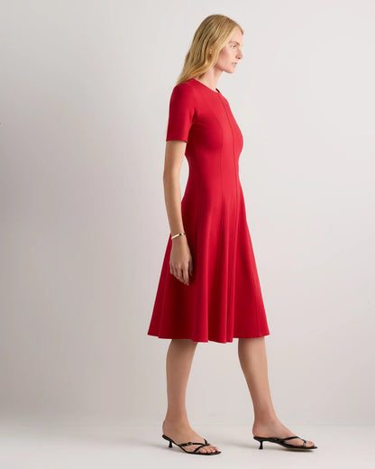 Ultra-Stretch Ponte Short Sleeve Midi Dress