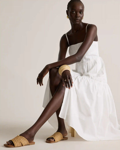 100% Organic Cotton Poplin Spaghetti Strap Maxi Dress