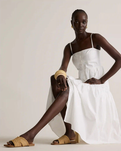 100% Organic Cotton Poplin Spaghetti Strap Maxi Dress