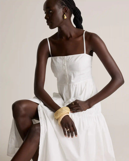 100% Organic Cotton Poplin Spaghetti Strap Maxi Dress