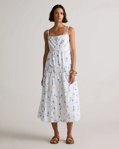 100% Organic Cotton Poplin Spaghetti Strap Maxi Dress