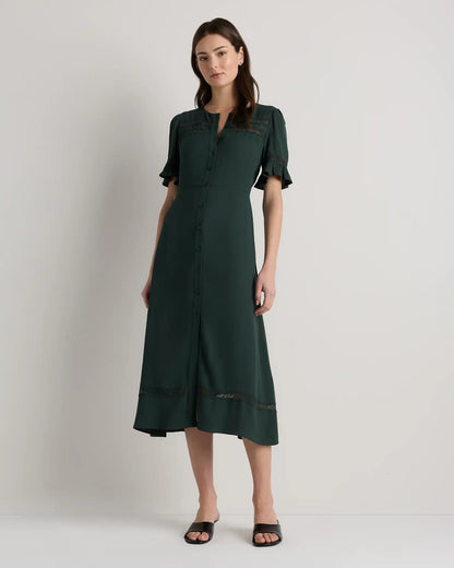 Lightweight Crepe Lace Inset Midi Dress